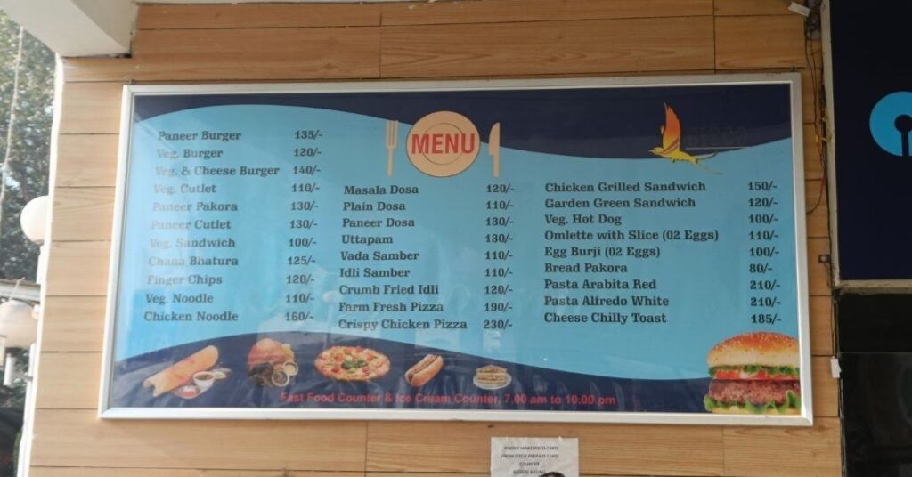 CITCO cafeteria menu at sukhna lake chandigarh